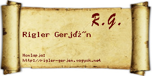 Rigler Gerjén névjegykártya
